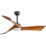 52" and 60" Noiseless Walnut Wood Ceiling Fan with Remote Control,Light Integrated Optional - 52 Inch