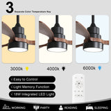 52" and 60" Noiseless Walnut Wood Ceiling Fan with Remote Control,Light Integrated Optional - 52 Inch