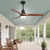 52" and 60" Noiseless Walnut Wood Ceiling Fan with Remote Control,Light Integrated Optional - 52 Inch