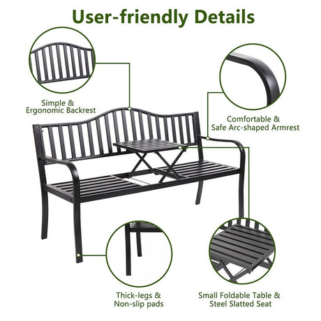 59 in. Patio Garden Decorative Wrought Iron Bench