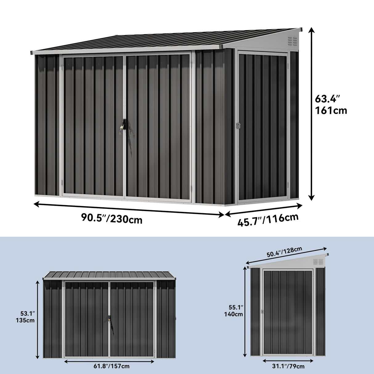 8 ft. W x 4 ft. D Storage Shed