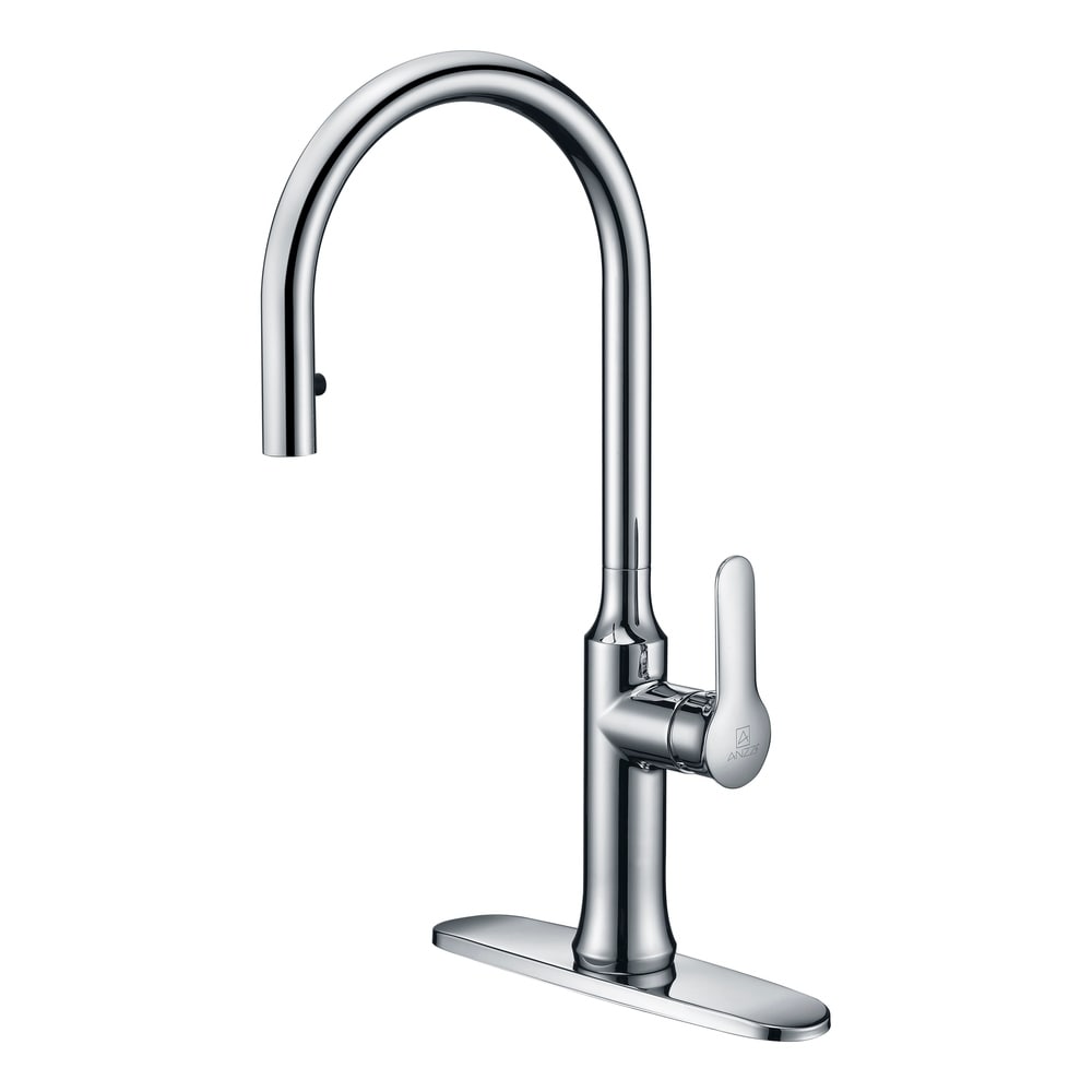 ANZZI Cresent Single Handle Pull-Down Sprayer Kitchen Faucet in Polished Chrome - Polished chrome