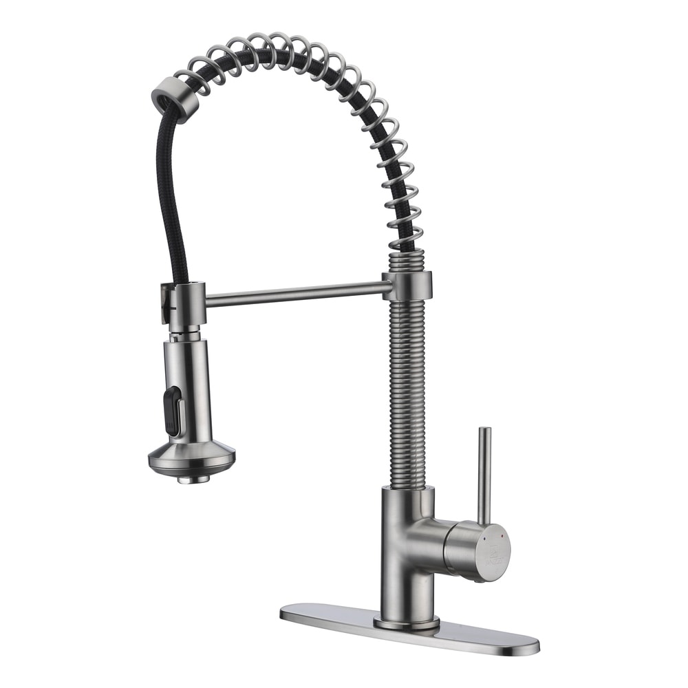 ANZZI Step Single Handle Pull-Down Sprayer Kitchen Faucet in Brushed Nickel - Brushed nickel