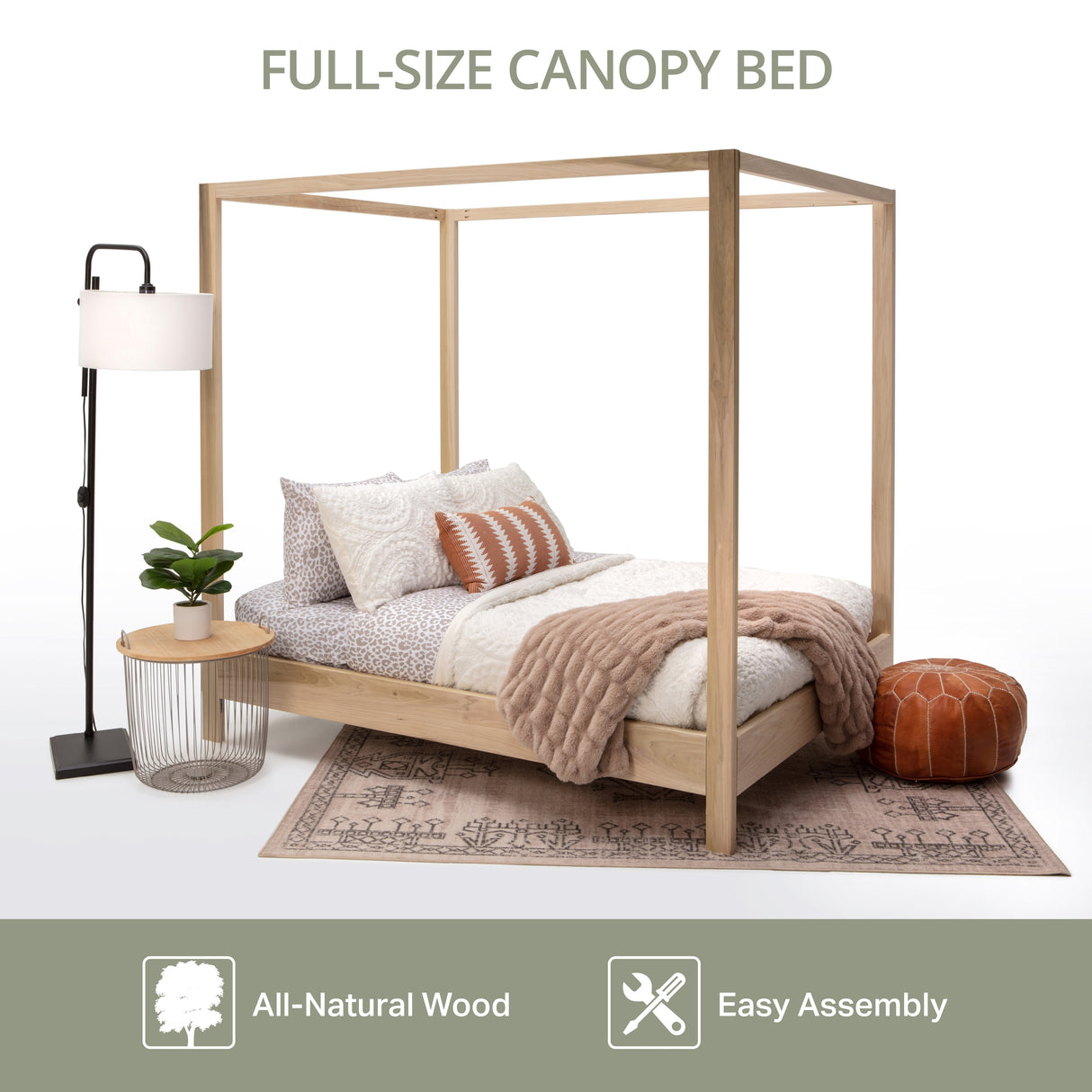 American Furniture Classics Model FULL CANOPY Full Size Canopy Bed with Raised Platform