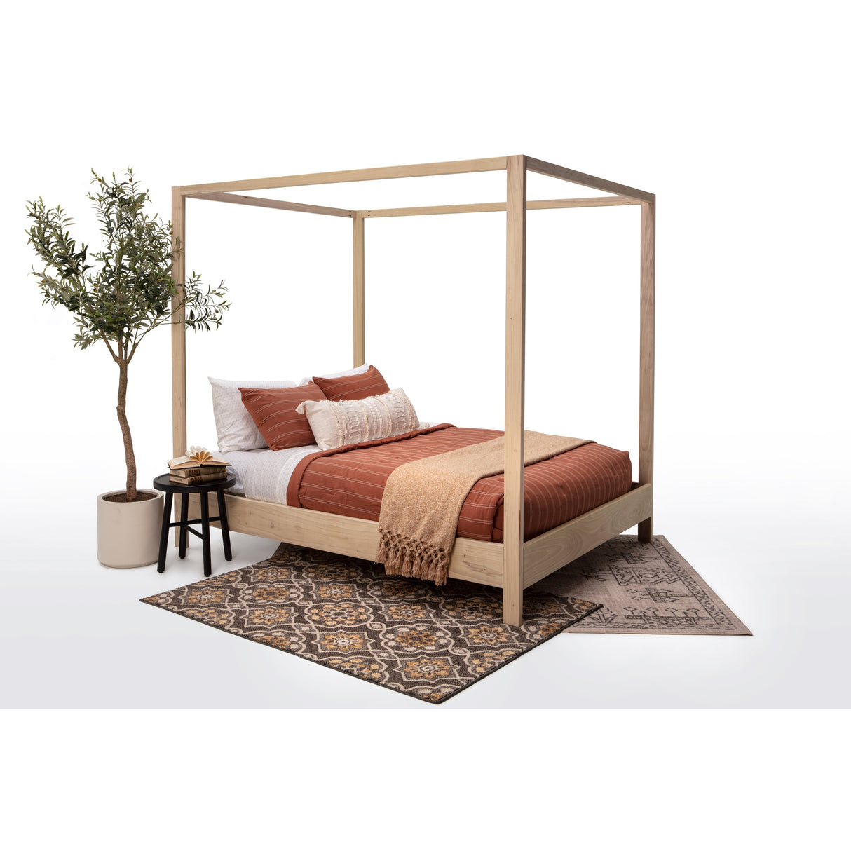 American Furniture Classics Model QUEEN CANOPY Queen Size Canopy Bed with Raised Platform