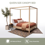 American Furniture Classics Model QUEEN CANOPY Queen Size Canopy Bed with Raised Platform