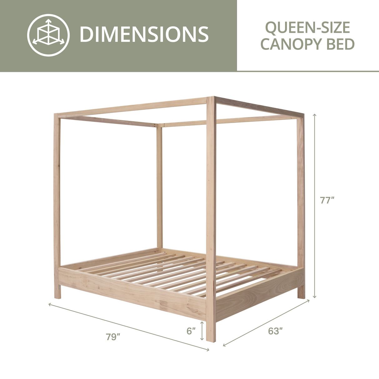 American Furniture Classics Model QUEEN CANOPY Queen Size Canopy Bed with Raised Platform