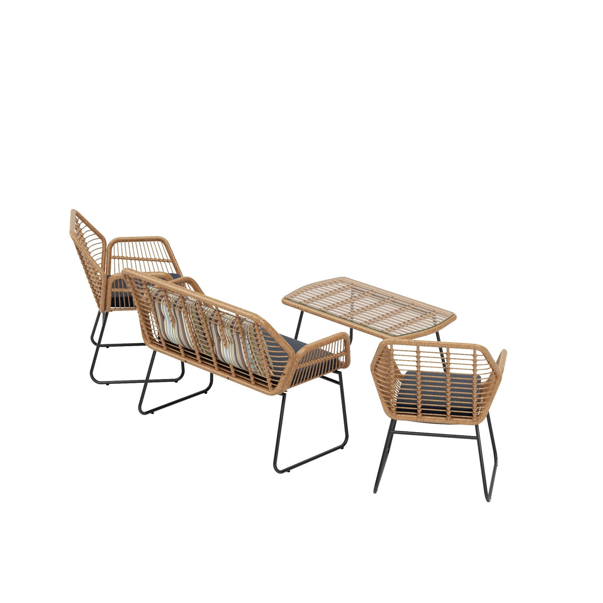 Arden 4-Piece Outdoor Wicker Patio Conversation Set with Cushions