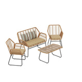 Arden 4-Piece Outdoor Wicker Patio Conversation Set with Cushions