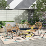 Arden 4-Piece Outdoor Wicker Patio Conversation Set with Cushions