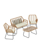 Arden 4-Piece Outdoor Wicker Patio Conversation Set with Cushions