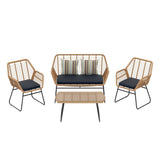 Arden 4-Piece Outdoor Wicker Patio Conversation Set with Cushions