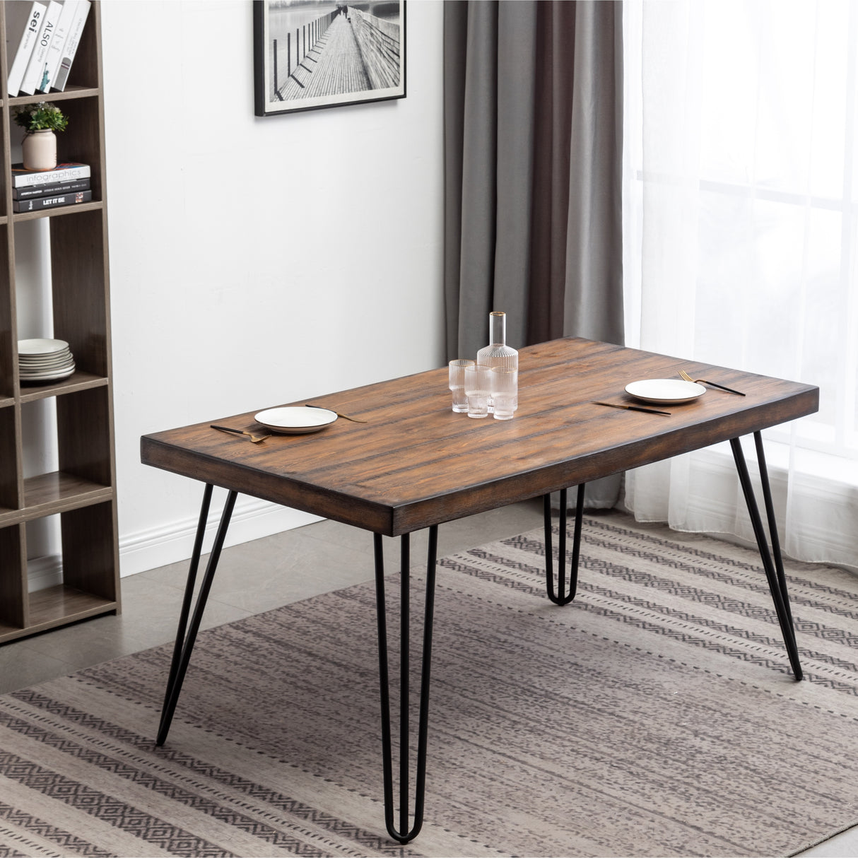 Roundhill Furniture Aryven Industrial 7-Piece Dining Set
