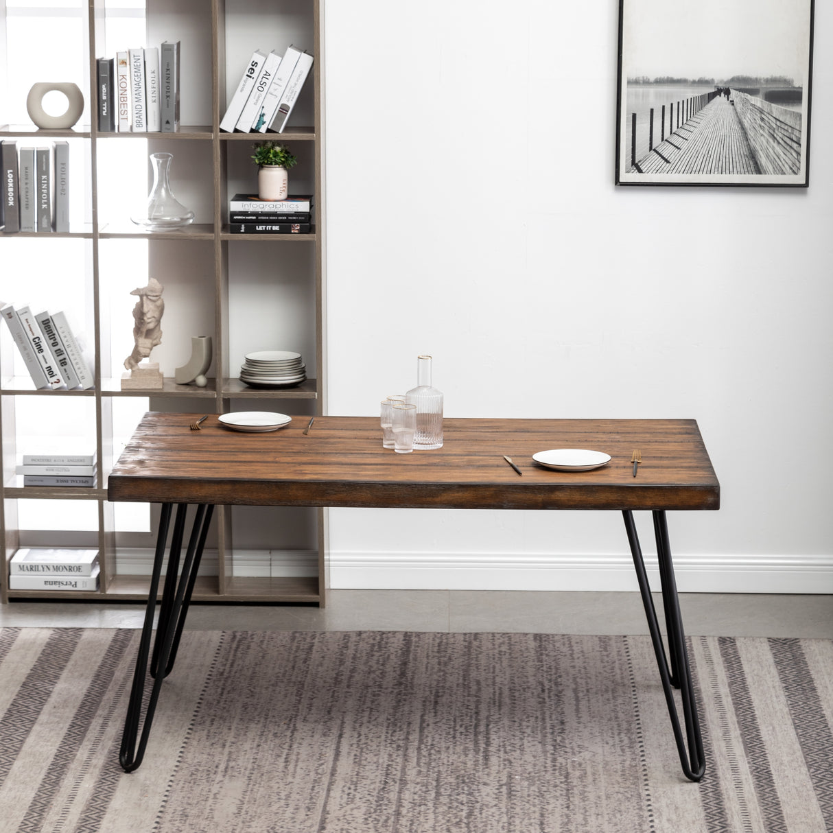 Roundhill Furniture Aryven Industrial 7-Piece Dining Set