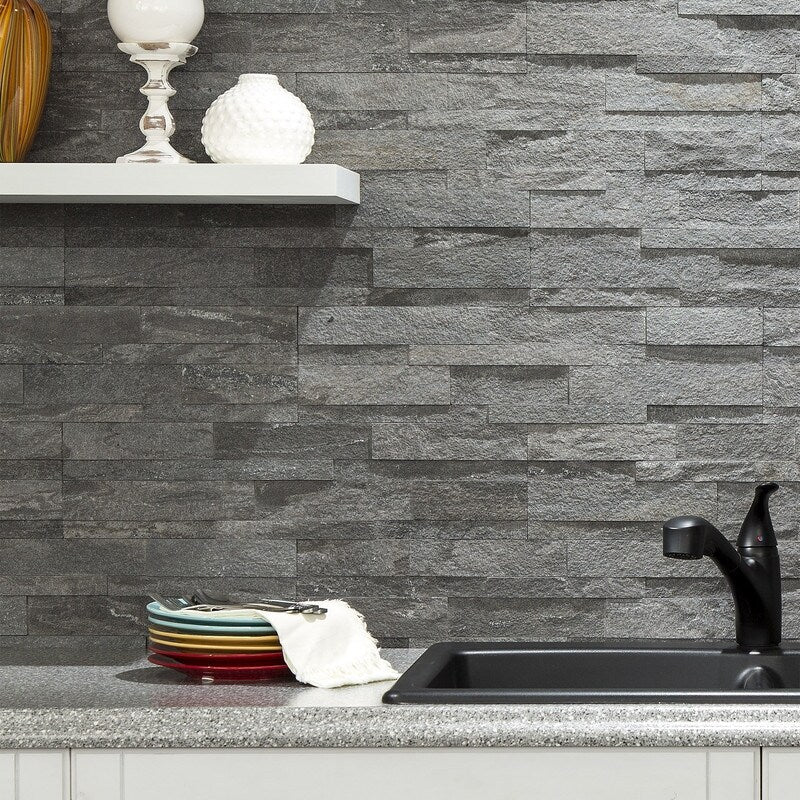 Aspect Peel and Stick Raised Stone Overlay Kitchen Backsplash Tile