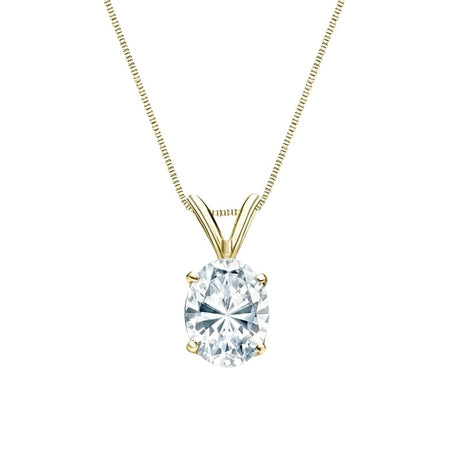 Auriya 14k Gold 1.00ctw Oval Solitaire Lab Grown Diamond Necklace 4-Prong Basket (F-G VS) - 1