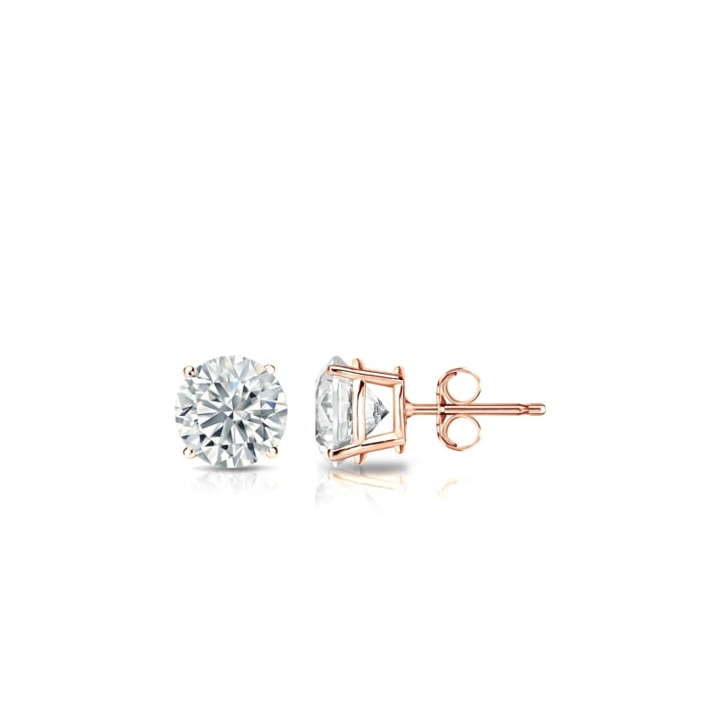 Auriya 14k Gold Lab Grown Round Diamond Stud Earrings 0.50 to 5.00 ct. tw. Push-Back (F-G VS)