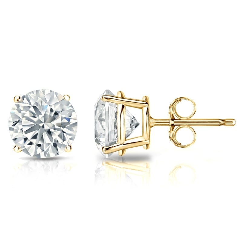 Auriya 14k Gold Lab Grown Round Diamond Stud Earrings 0.50 to 5.00 ct. tw. Push-Back (F-G VS)