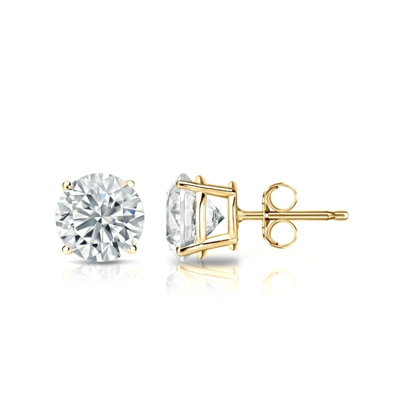 Auriya 14k Gold Lab Grown Round Diamond Stud Earrings 0.50 to 5.00 ct. tw. Push-Back (F-G VS)