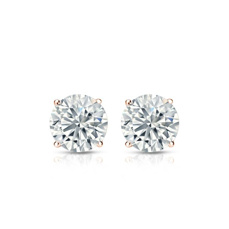 Auriya 14k Gold Lab Grown Round Diamond Stud Earrings 0.50 to 5.00 ct. tw. Push-Back (F-G VS)