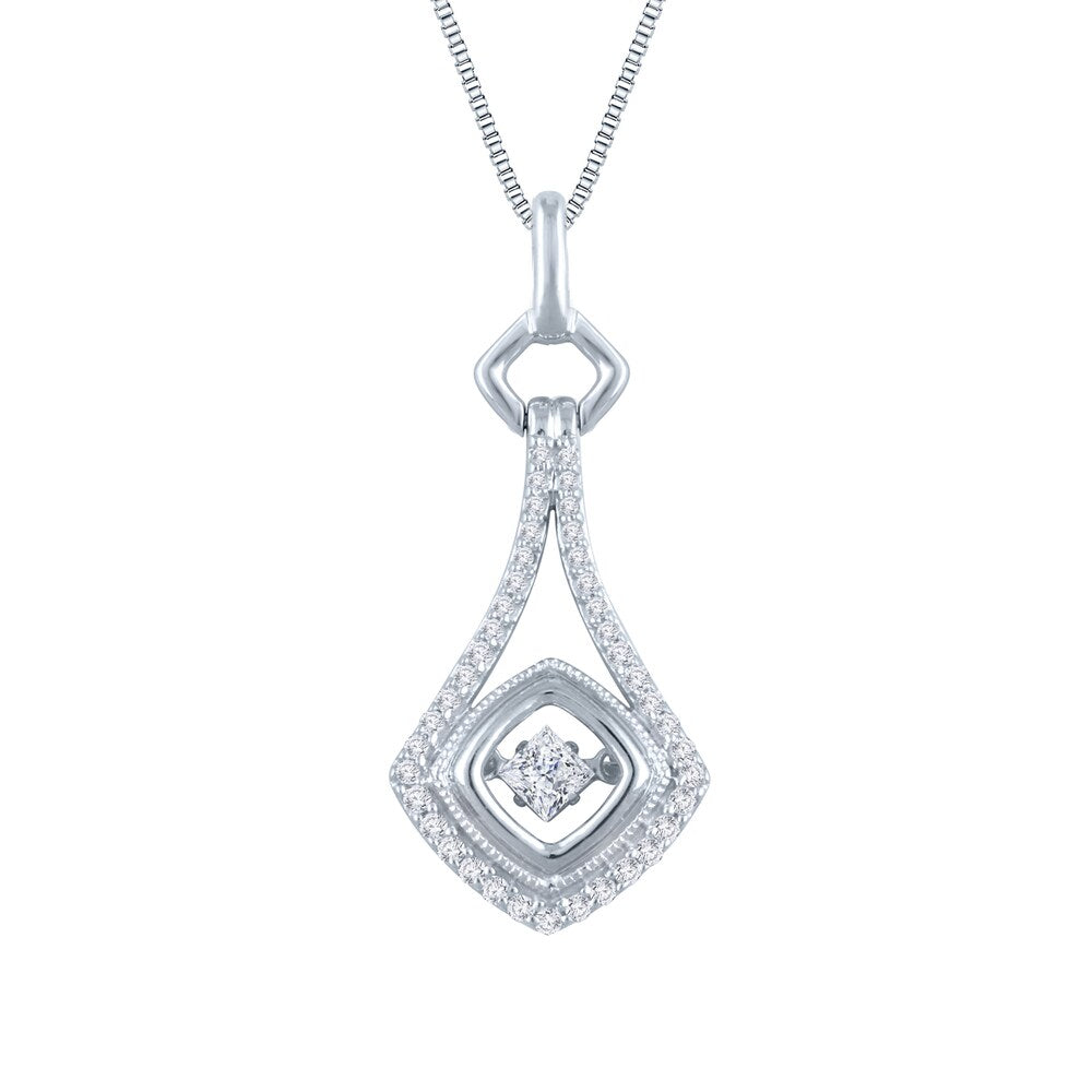 Auriya 14k White Gold 2/5ct TDW Dancing Stone Diamond Necklace Overstock