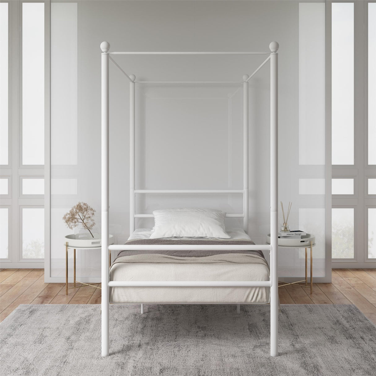 Avenue Greene Knox Four Post Metal Canopy Bed