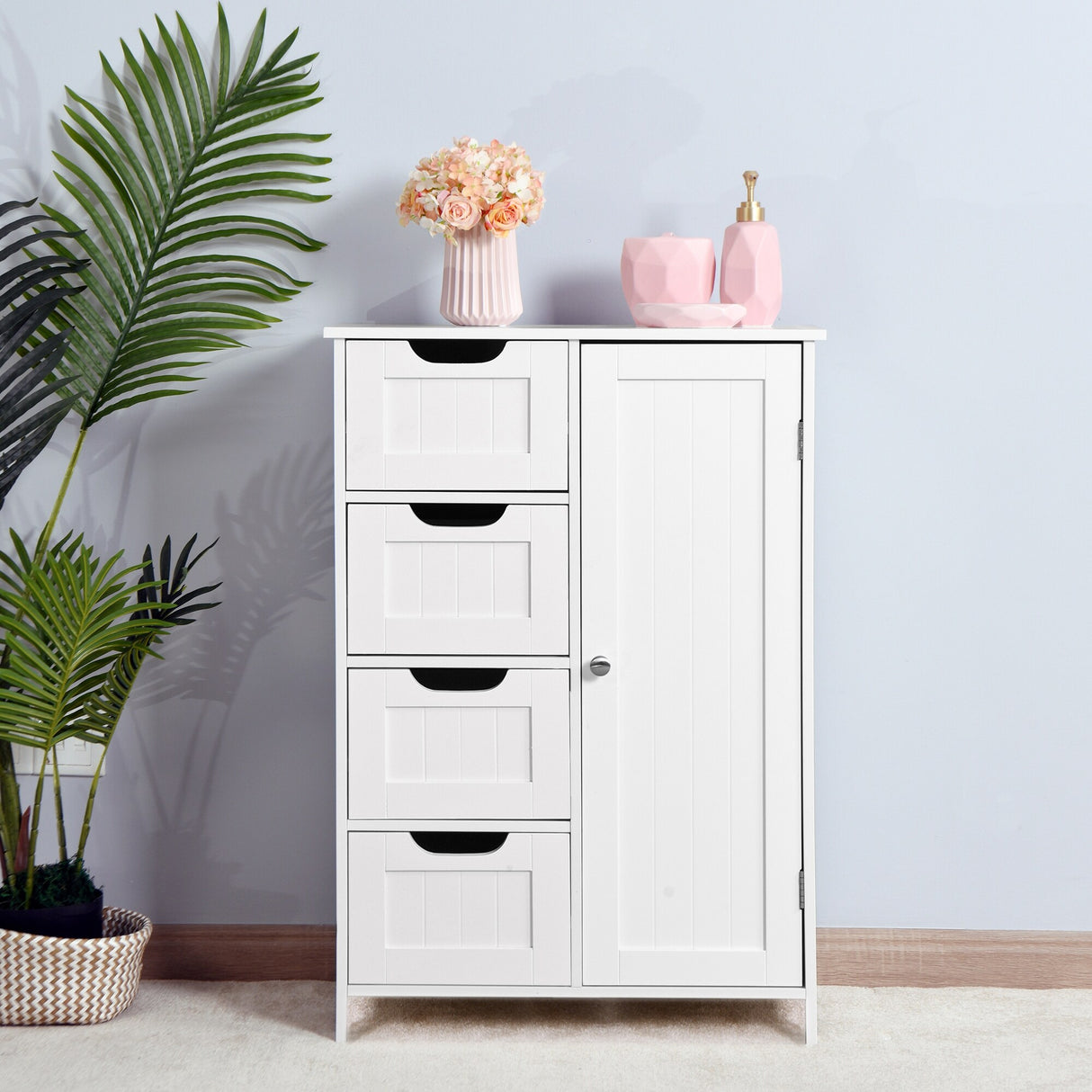 Bathroom Storage Cabinet with Adjustable Shelf and Drawers