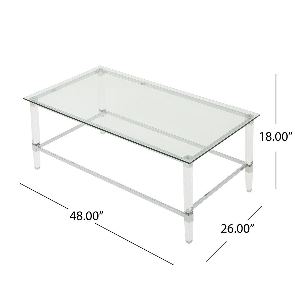 Bayla Modern Rectangle Glass Coffee Table by Christopher Knight Home - 26"L x 48"W x 18"H