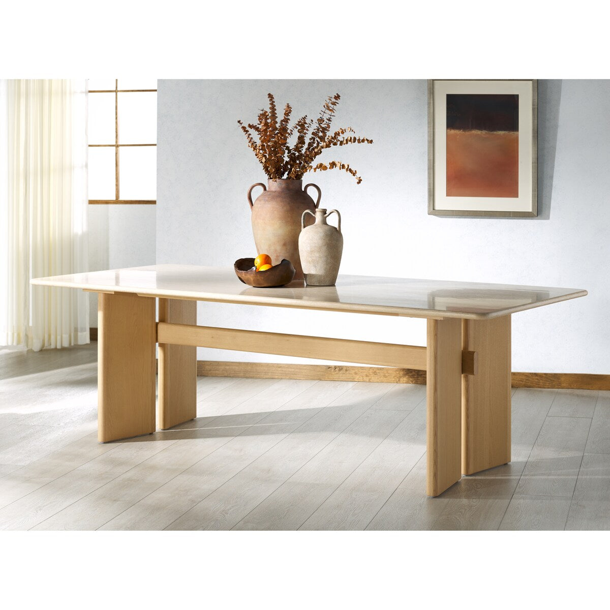 Bellarose 94-inch Travert Dining Table - Natural/Travertine - 94Wx39Dx30H