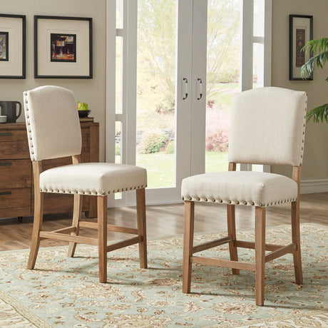 Benchwright Premium Nailhead Upholstered Counter Height Chairs (Set of 2) by iNSPIRE Q Artisan