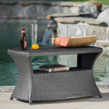 Berkeley Outdoor Wicker Side Table with Umbrella Hole by Christopher Knight Home - 19.5"H x 34"W x 22"D