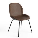 Biza Upholstered Vegan Leather Side Chairs with Black Matte Finished Metal Legs (Set of 2)