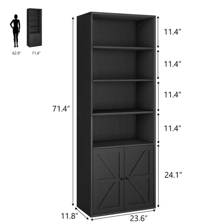 Bookcase with Doors Farmhouse Bookshelf