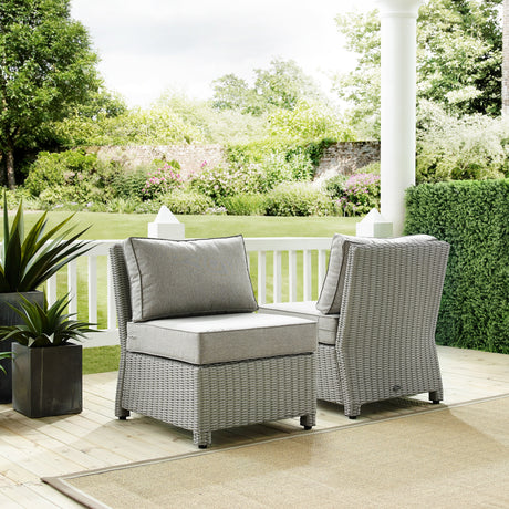 Bradenton 2Pc Outdoor Wicker Seating Set With Gray Cushions