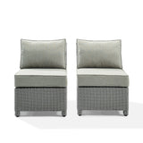 Bradenton 2Pc Outdoor Wicker Seating Set With Gray Cushions