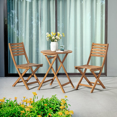 Cabot Folding Table and Chair Set - Round Table and 2 Chairs