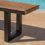 Caldwell Outdoor Faux Live Edge Rectangle Concrete Picnic Dining Bench by Christopher Knight Home