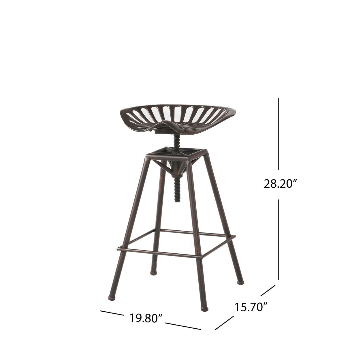 Chapman 28-inch Iron Saddle Copper Barstool by Christopher Knight Home - 15.70" D x 19.80" W x 28.2" H