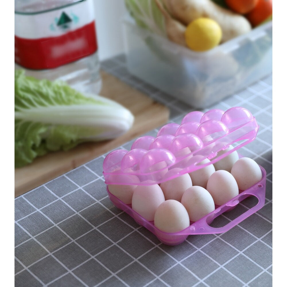 Clear Plastic Egg Carton, 12 Egg Holder Carrying Case with Handle