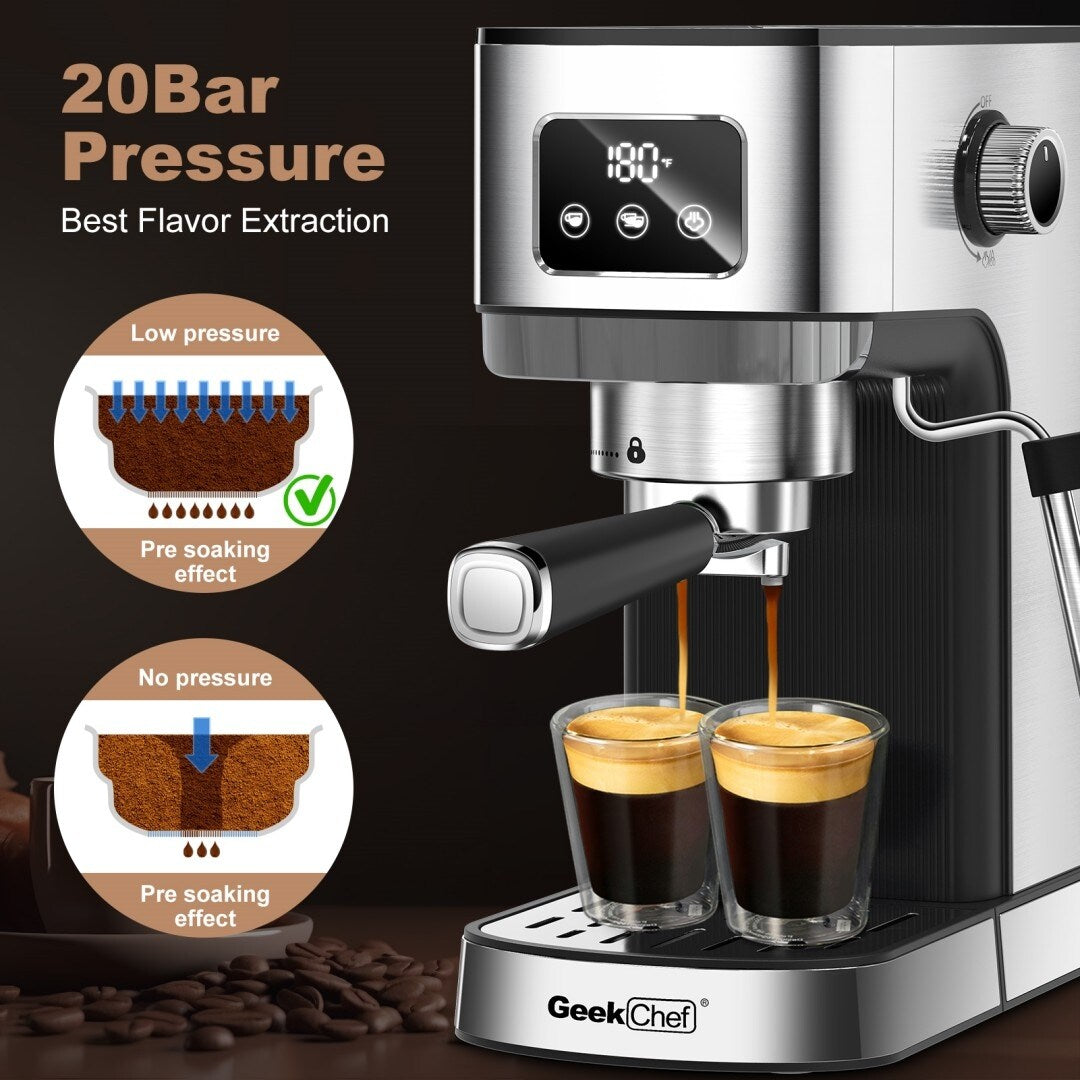 Compact Coffee Machine for Home Geek Chef Espresso Machine - 11.80"L * 5.90"W * 12.20"H