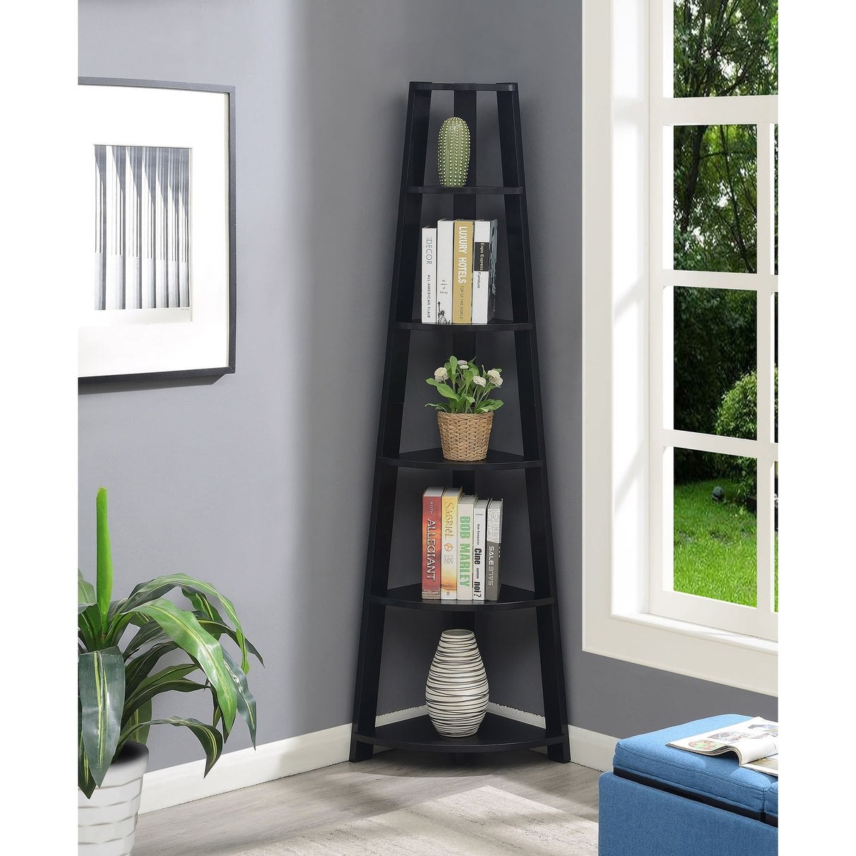 Convenience Concepts Newport 5 Tier Corner Bookshelf