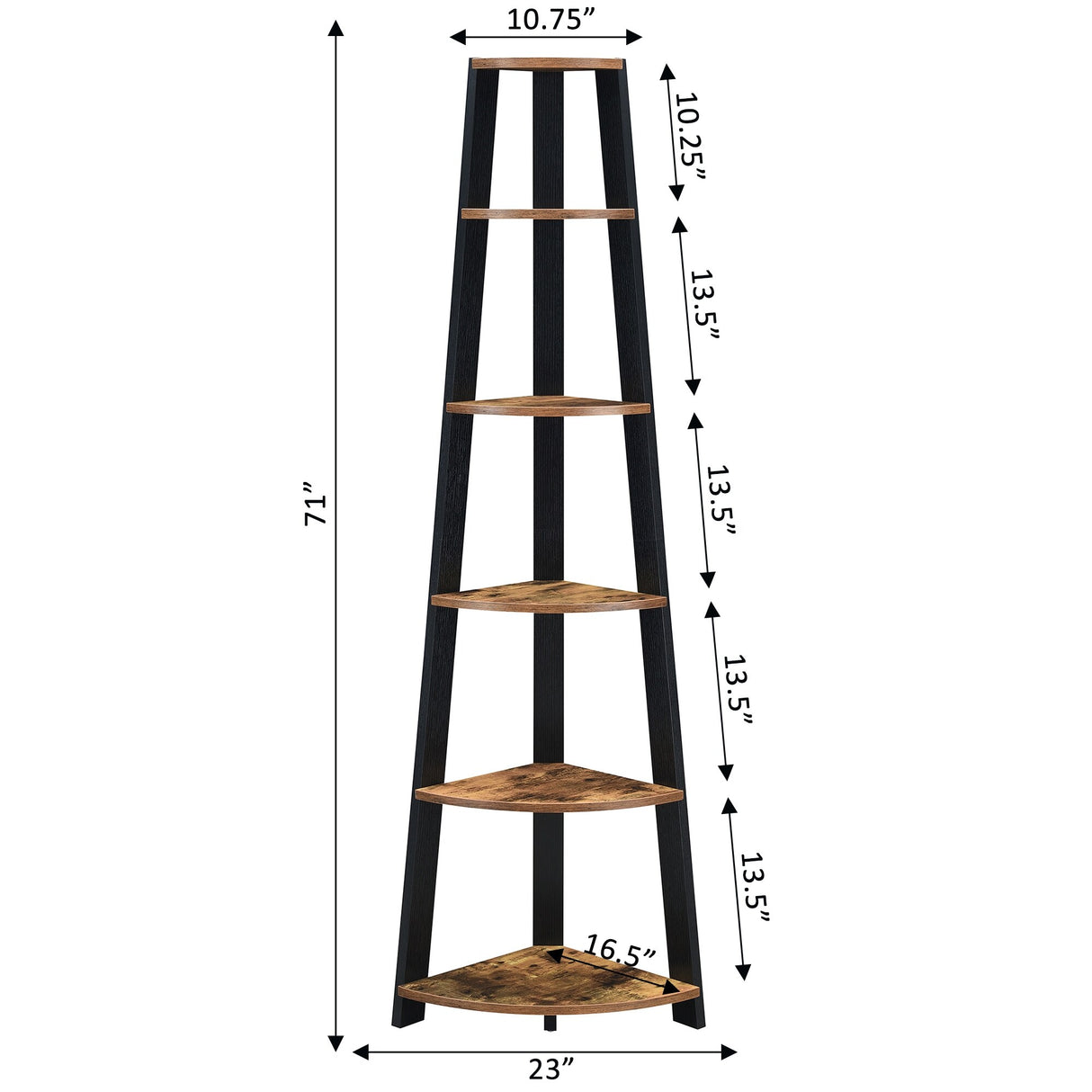 Convenience Concepts Newport 5 Tier Corner Bookshelf