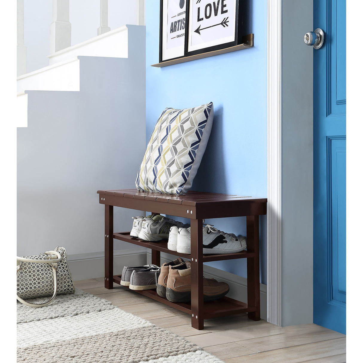 Convenience Concepts Oxford Utility Mudroom Bench with Shelves