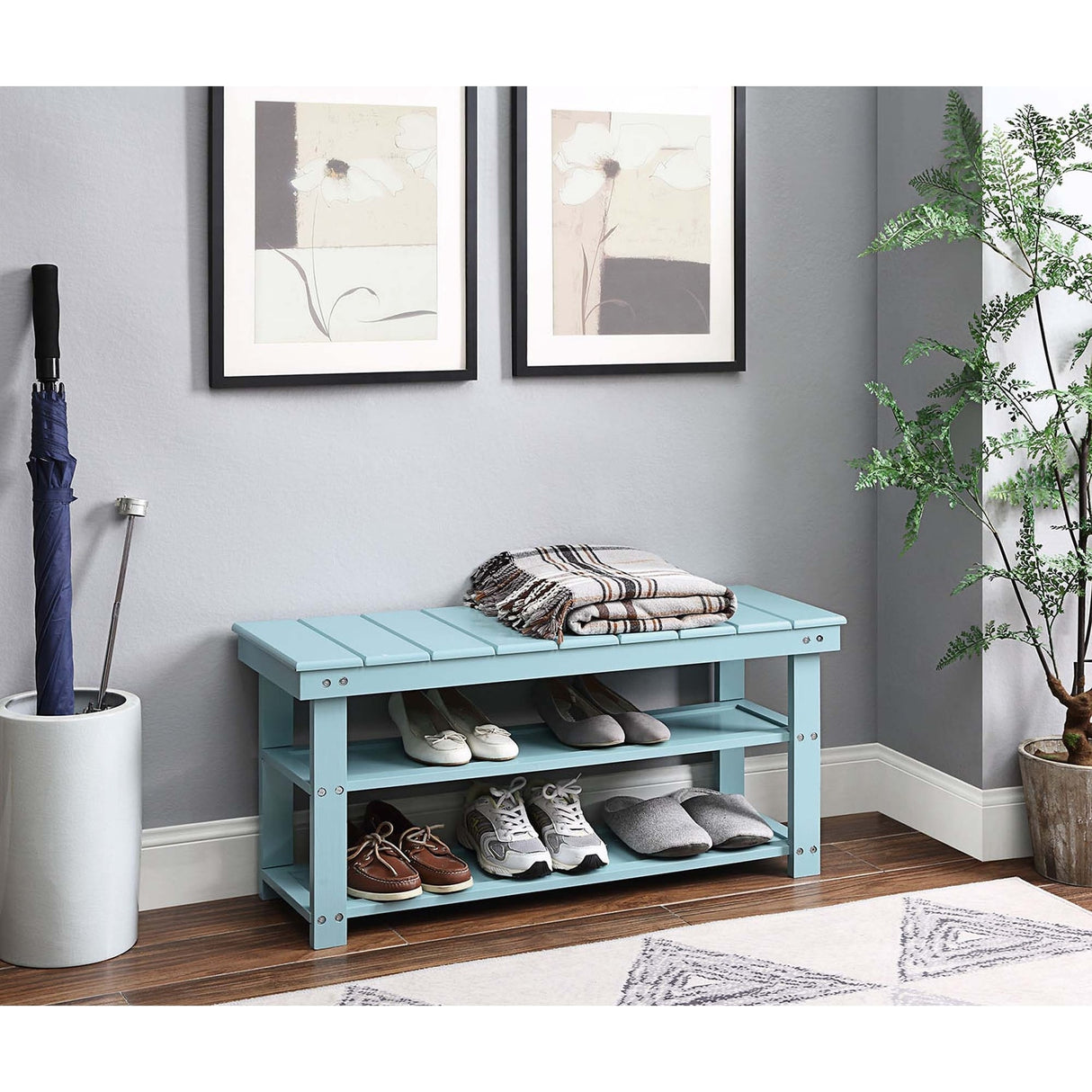 Convenience Concepts Oxford Utility Mudroom Bench with Shelves