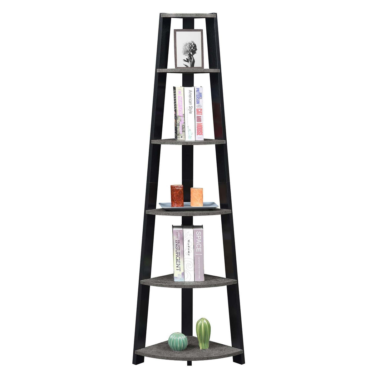 Convenience Concepts Newport 5 Tier Corner Bookshelf