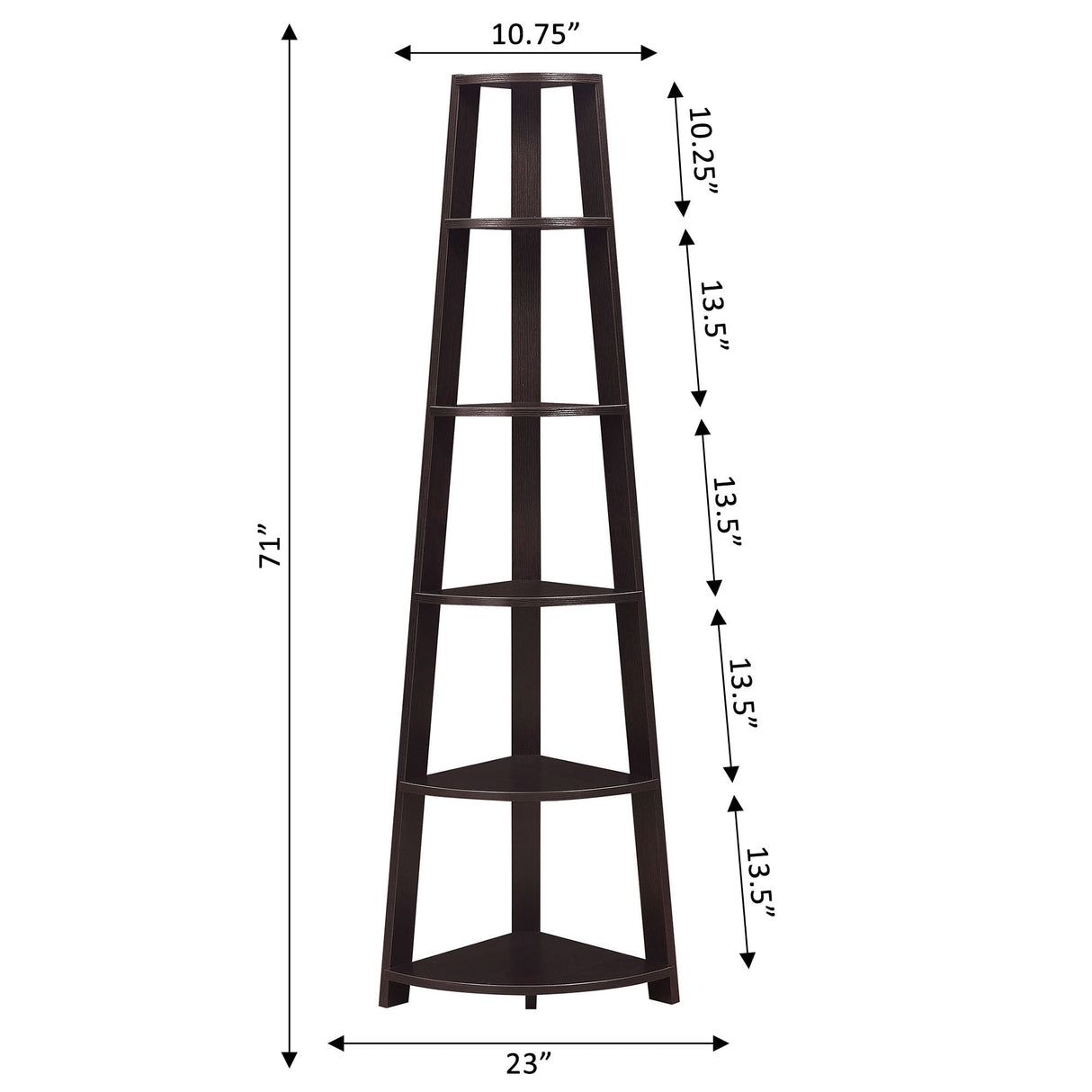 Convenience Concepts Newport 5 Tier Corner Bookshelf