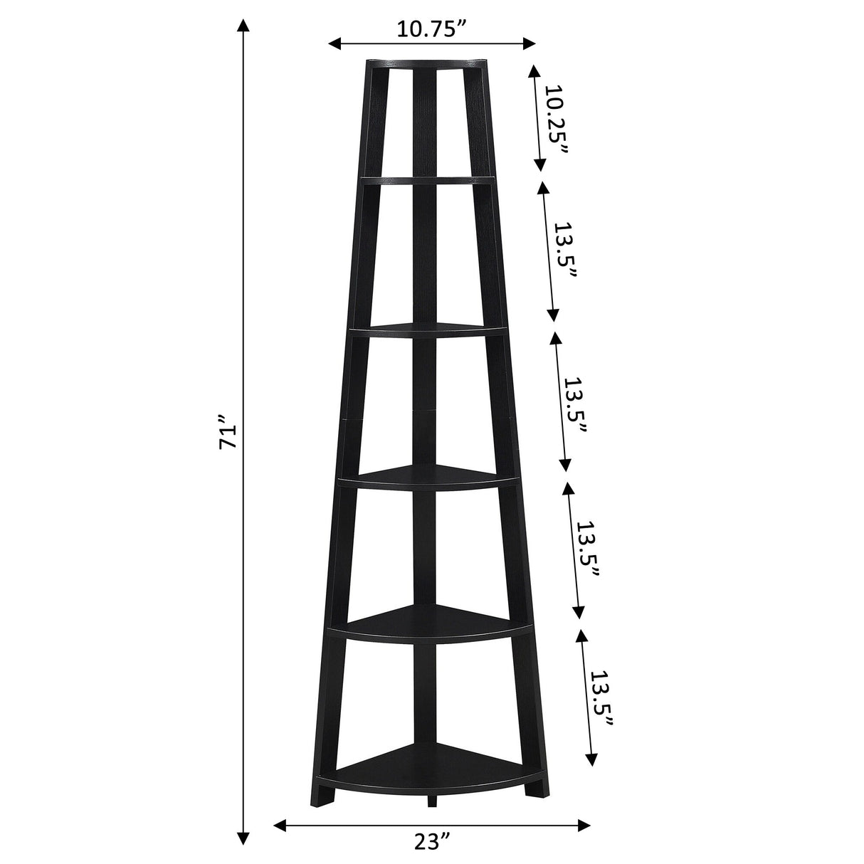 Convenience Concepts Newport 5 Tier Corner Bookshelf