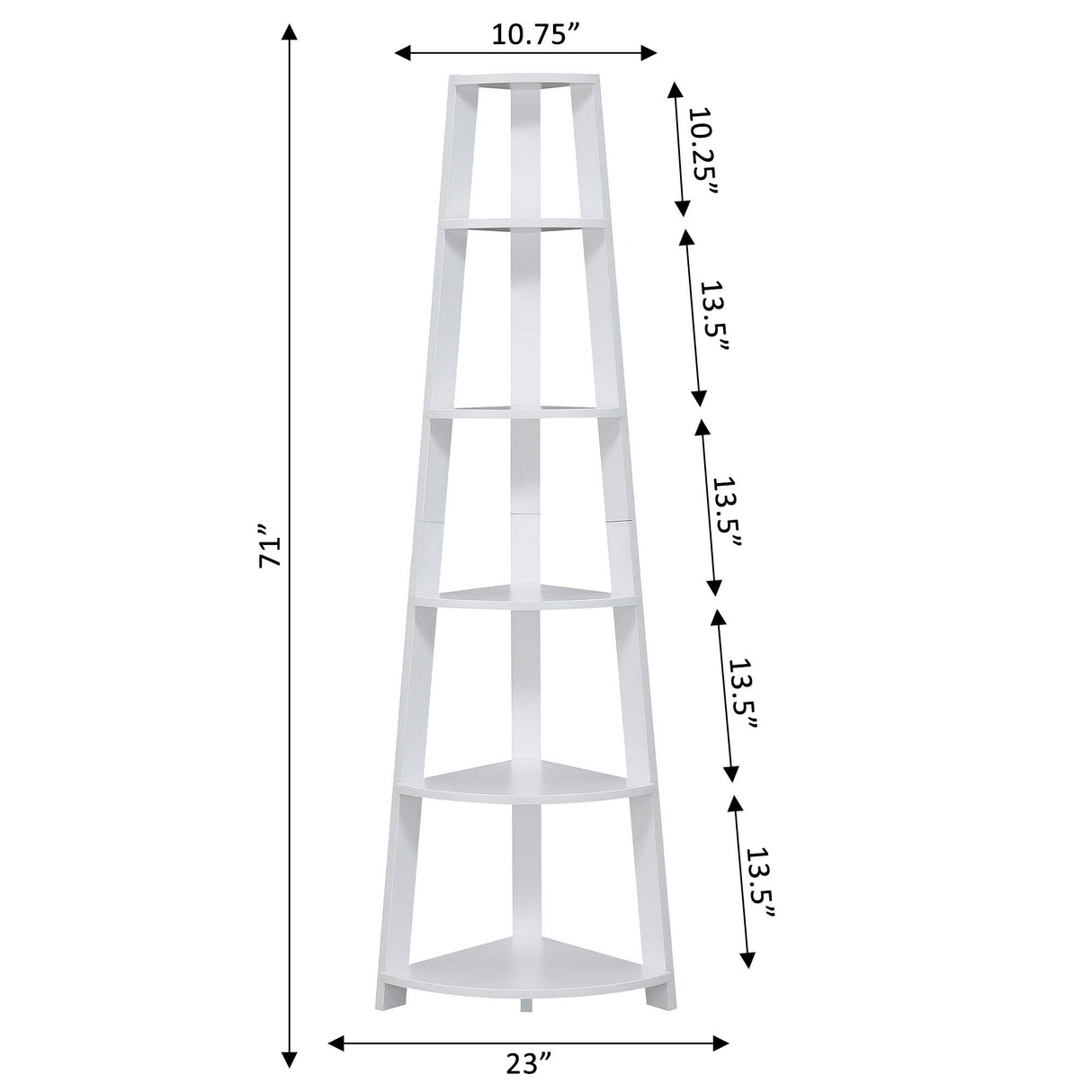 Convenience Concepts Newport 5 Tier Corner Bookshelf