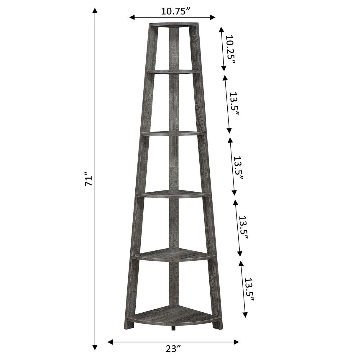 Convenience Concepts Newport 5 Tier Corner Bookshelf