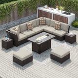 Corvus Oreanne 11-piece Wicker Patio Fire Pit Set